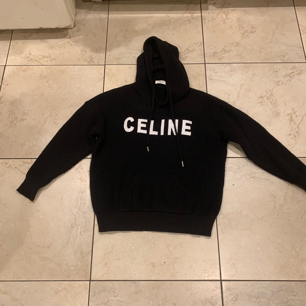 Celine ribbed logo hoodie XL